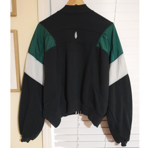 PREOWNED-SMALL FLAW Free People Hot Track Oversized Varsity Jacket szM - Picture 1 of 6